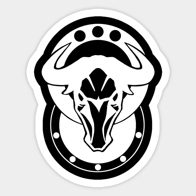 Bull Head - Original Logo Banner Sigil - Light Design for Dark Backgrounds Sticker by Indi Martin